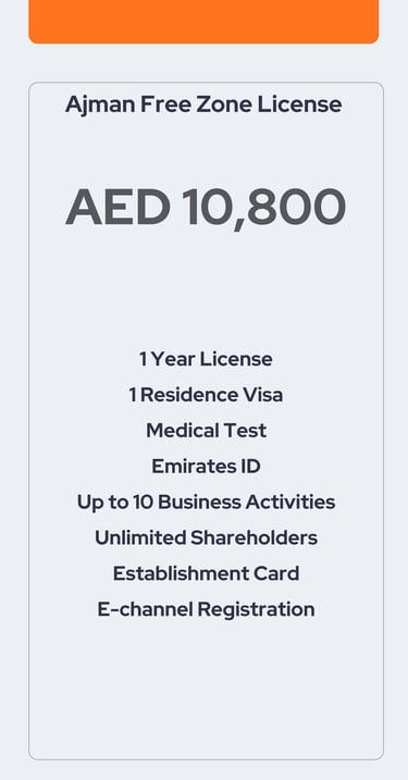 Ajman Free Zone License from AED 10800
