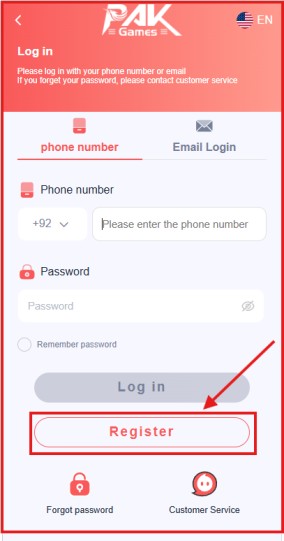 Pakgames register