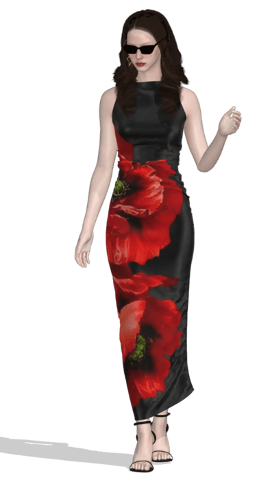 3D model of Designer Printed dress for Women