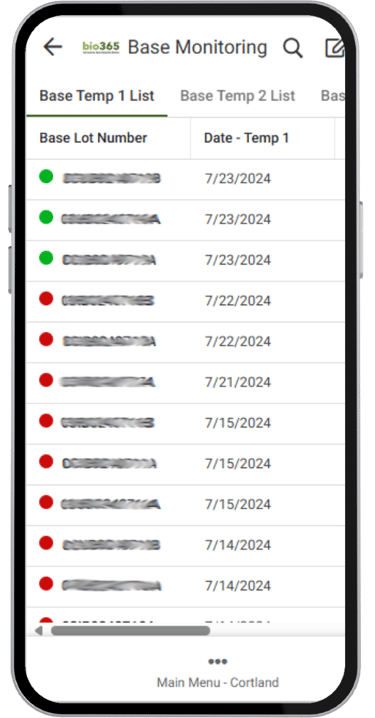bio365 dashboard phone