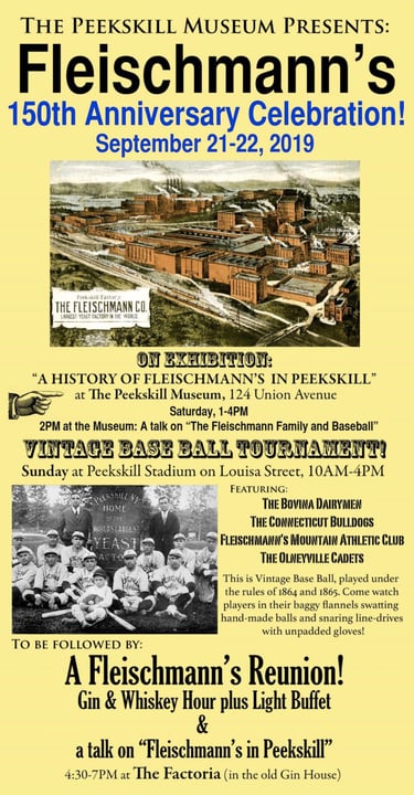 Peekskill Museum advertisement of the Fleischmann's 150th Reunion
