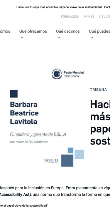 Barbara Beatrice Lavitola entrevistada por el Pacto Mundial de las Naciones Unidas hacia una Europa más accesible