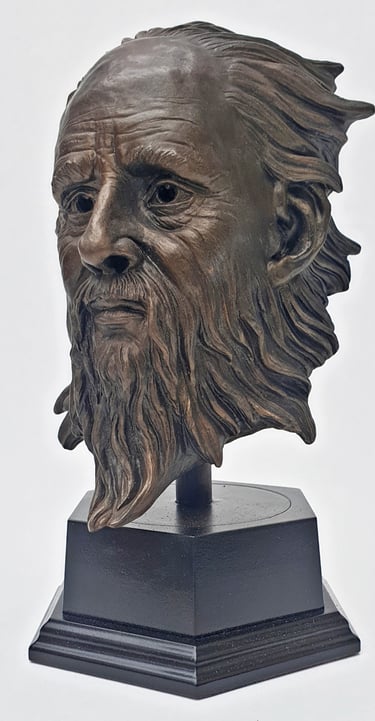 Hand-painted resin bust produced through custom 3D sculptural services