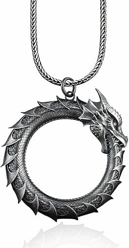 Ouroboros Eating Its Own Tail Mens Dragon Necklace