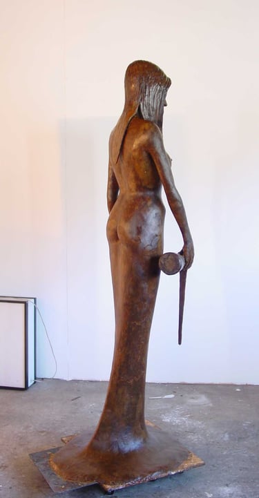 completed wax model of sculpture rear view