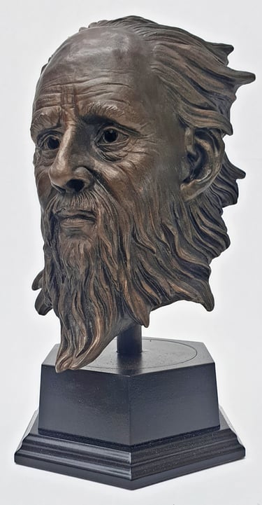 Hand-painted resin bust produced through custom 3D sculptural services