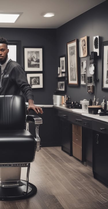 A luxurious salon suite featuring elegant decor and modern amenities.