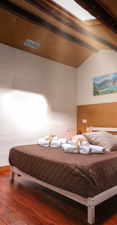 vista camera da letto con finestra sul tetto