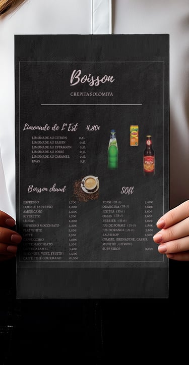 Impression du menu du jour d'un restaurant Narbonne