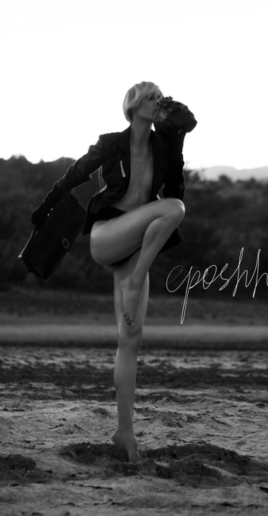 Elizabeth Lotz (Liz Lotz) art director fashion storyteller artist Eposs campaign black and white high fashion photography pho