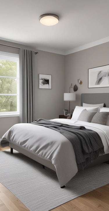 A cozy, well-decorated private room with a comfortable bed and study desk.