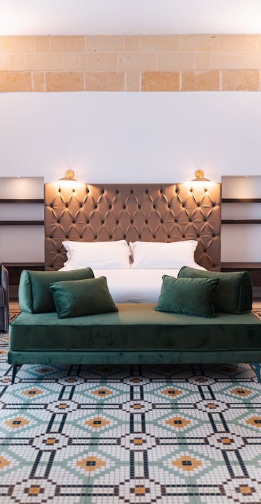 a bed with a couch and a couch