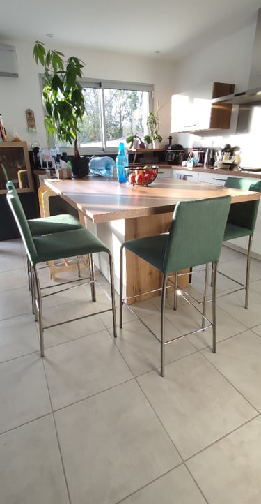 Chaises hautes réfection Kosy Atelier Tapissier tissu JAB Flynn