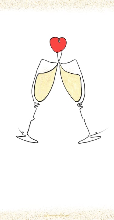 happy new year wishes with champagne glass online drawing