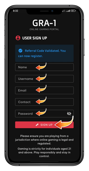 Grand Royale Arena - Registration Page