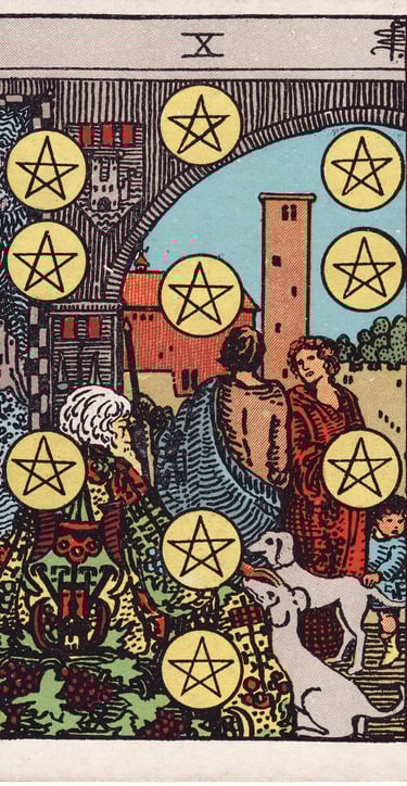 Ten of Pentacles meaning upright and reversed tarot card reading