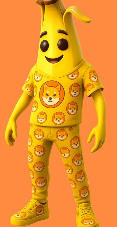 a banana banana character in a yellow shirt and yellow pants