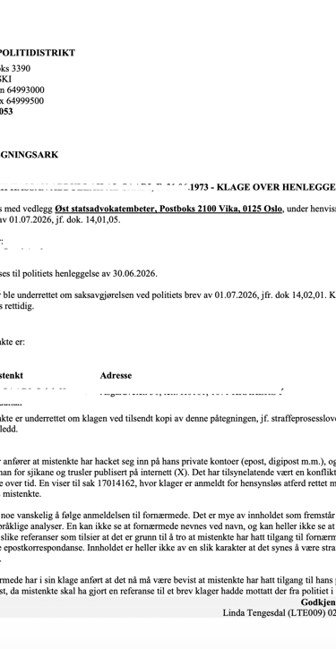 Fredrikstad Police, Østfold police, Salah Al Saadi candidate, Blackmail, Extortion, Linda Tengesdal