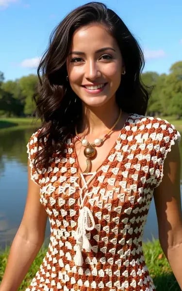 Tunique au crochet fait main Couleur café