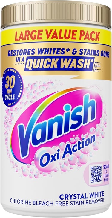 a canister of van wash on a white background
