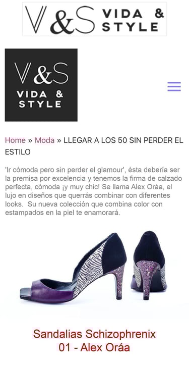 Mención de la marca Alex Oráa en artículo de la revista Vida&Style