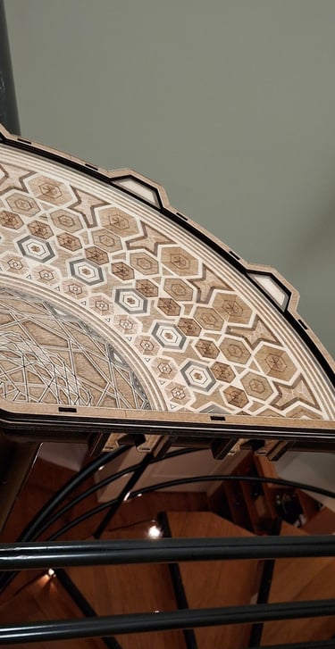 3 dimensional plant stand to fit on corner of spiral staircase rails