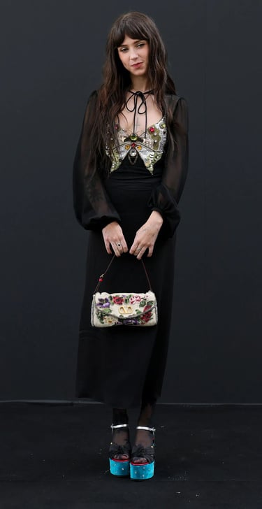 Clairo at Paris Fashion Week 2026 in jewelled look.