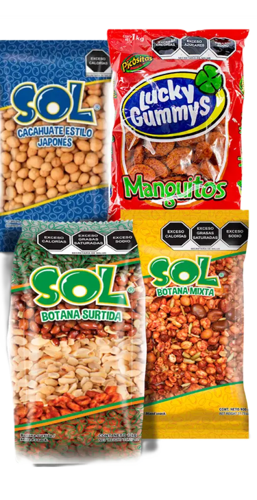 Combo Seleccion, la mejor botana para apoyar a la selección nacional Mexicana. Cacahuates y gomitas enchiladas.