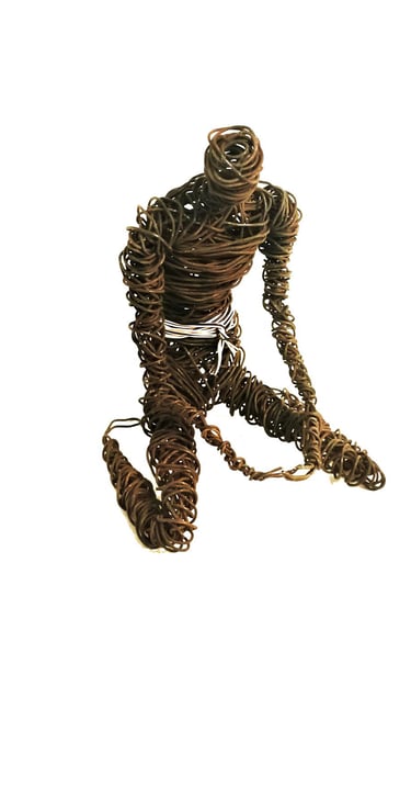 Le karatéka sculpture fil de fer Wilfrid Bricourt