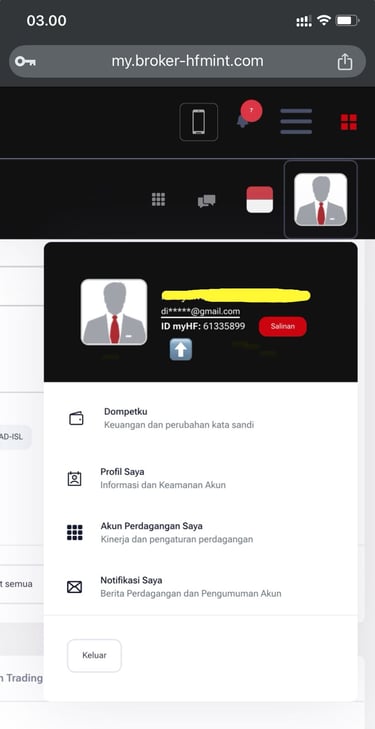 Contoh ID HFM WALLET