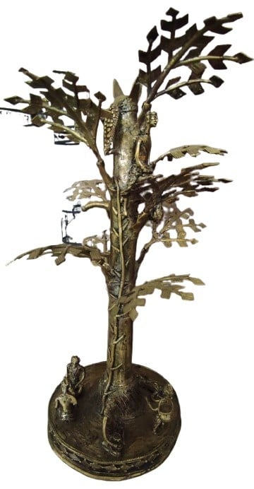 "Handmade brass Salfi plant – tribal forest symbol – ethnic decorative art piece-Going abroad"