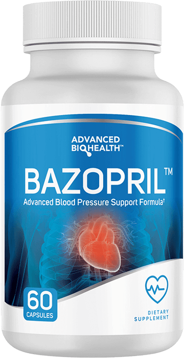 Bazopril Advanced Blood Pressure Support Formula 60 capsules dietary supplement bottle.
