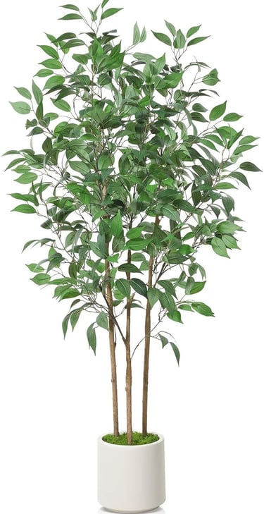 5ft Artificial Ficus Tree – Lifelike Indoor Plant for Scandinavian Dining Room Corner Décor