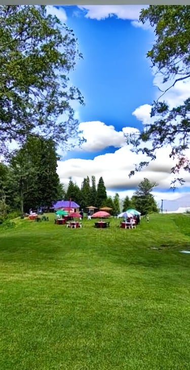 a grassy field with a few people walking around at Nathiagali 