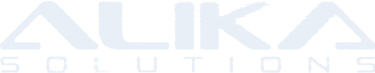 Logo ALIKA - logo d’entreprise d’impression 3D, logo ALIKA solutions effet destroy, blanc bleuté