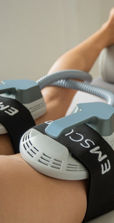 A person increasing muscle with emsculpt