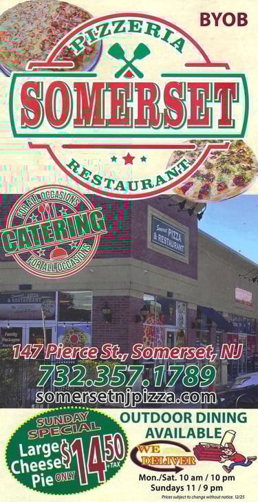 Somerset Pizza Italian food restaurant BYOB