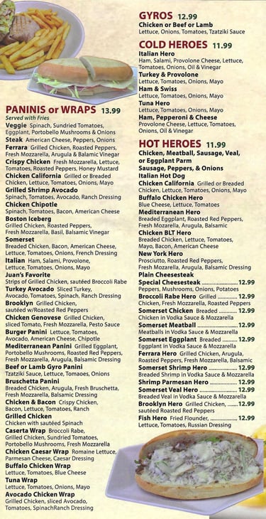 Somerset Pizza Italian food restaurant BYOB