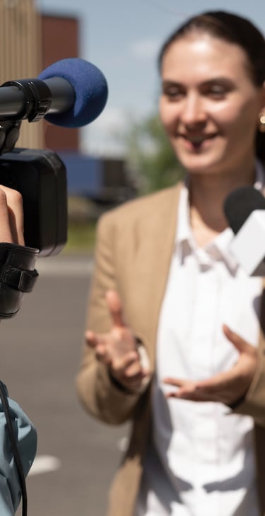 Lady being interviewed for the news