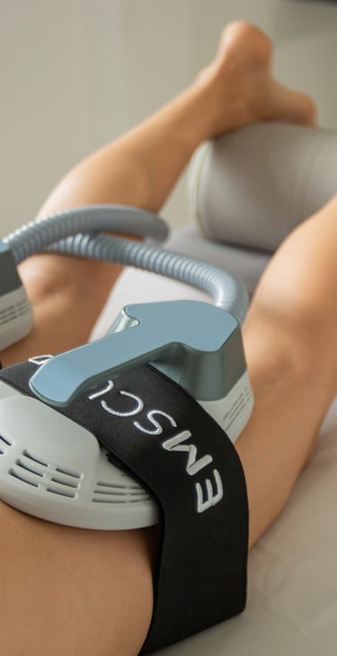 A person increasing muscle with emsculpt