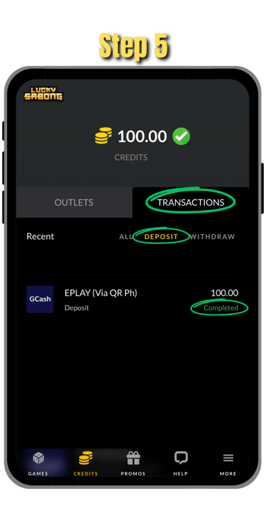 step 5 of how to cash in at phsabong