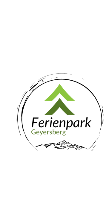 Ferienpark Geyersberg logo with green mountain peaks inside a circular frame.