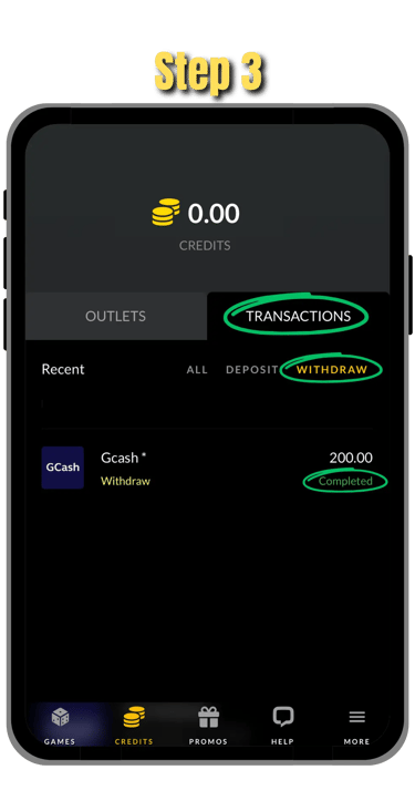 step 3 of withdrawing funds in go perya on mobile screen