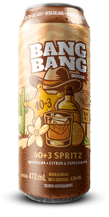 Bebida Bang Bang Boom de 40+3 Spritz de baunilha e citrus