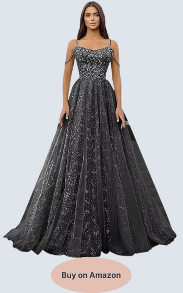 Yexinbridal Off Shoulder Sequin Prom Dresses Long Glitter Tulle Wedding Party Dress