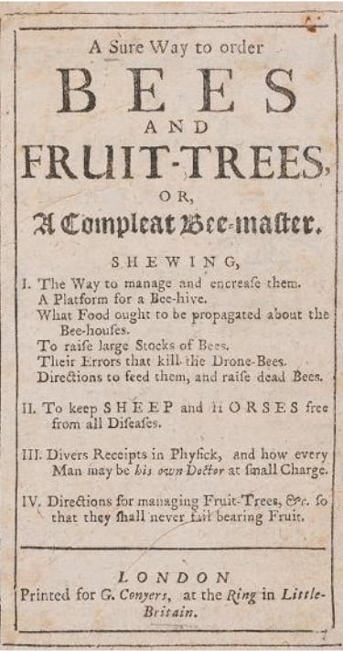 Worlidge’s A Sure Way to Order Bees and Fruit-Trees, c.1720