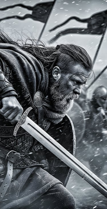 Old Viking warrior charges into battle