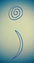 Swirly pen drawing of a semicolon