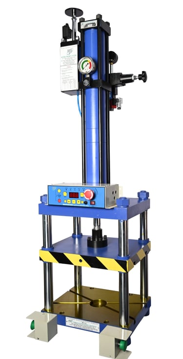 4-Pillar Guided moving Press Machine produced by National Pneumatic Systems in vasai for bending trimming stamping riveting.