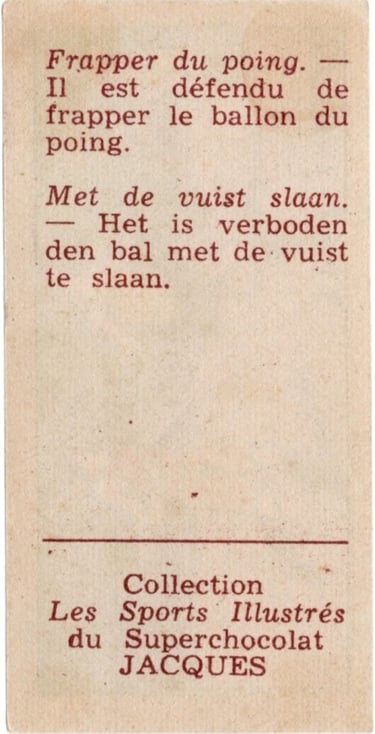 1930s Jacques Chocolat Les Sports Illustres Serie S Type 1 1933 Belgium Basketball Card #20 (back)